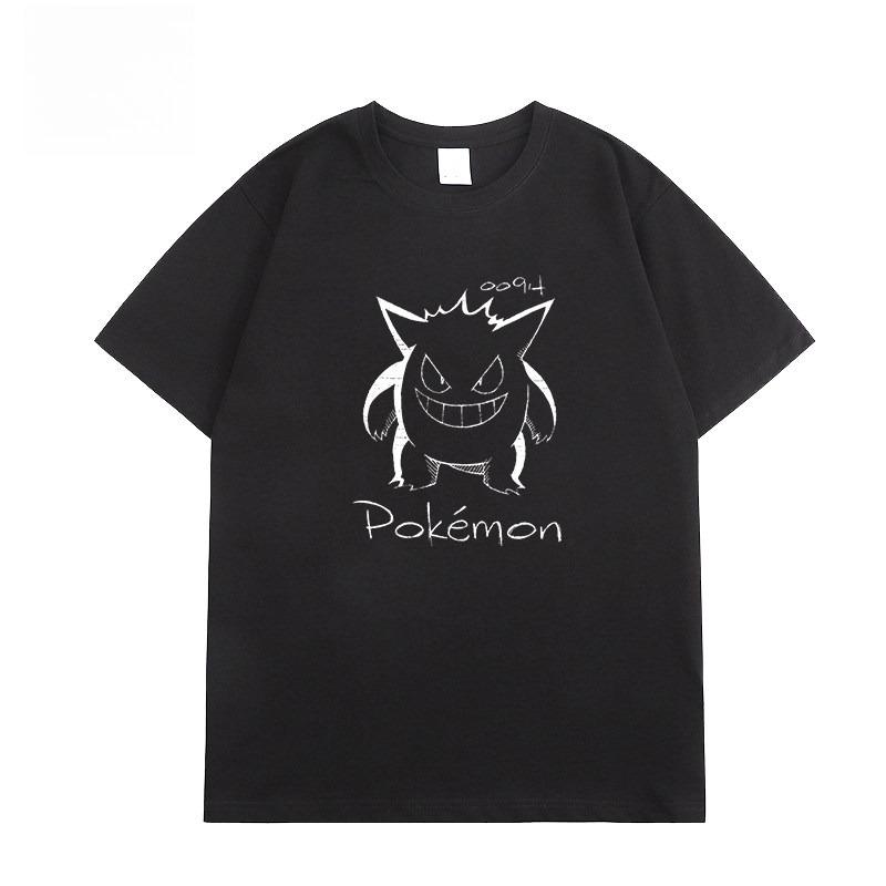 Pokémon Collaboration Tshirt  2026 Summer New Design  Sketch Style  Pikachu Gengar Mewtwo Eevee Short Sleeve Shirt Top