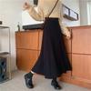 Lazy Style Cable Knit Skirt Women Autumn High Waist Slimming A-Line Midi Draping Flared Skirt