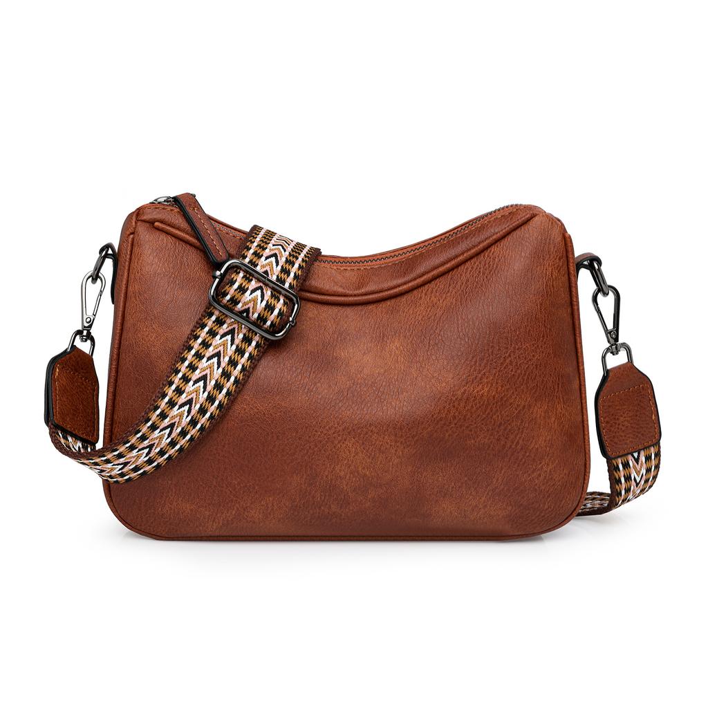 Foreign Style Solid Color Design 2025 New Simple and Fashionable Pillow Bag Single Shoulder Wide Shoulder Strap Crossbody Bag Female