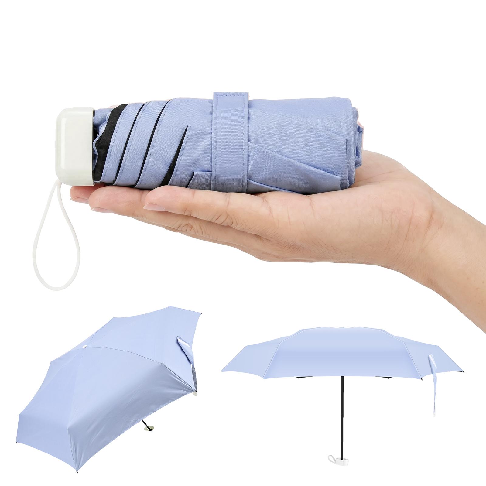 Mini Pocket Umbrella Black Coating Sun Rain Dual Use Compact Ultra Light Folding UV Block Travel Umbrella (PURPLE,metal-fiber composite&6K) фиолетовый