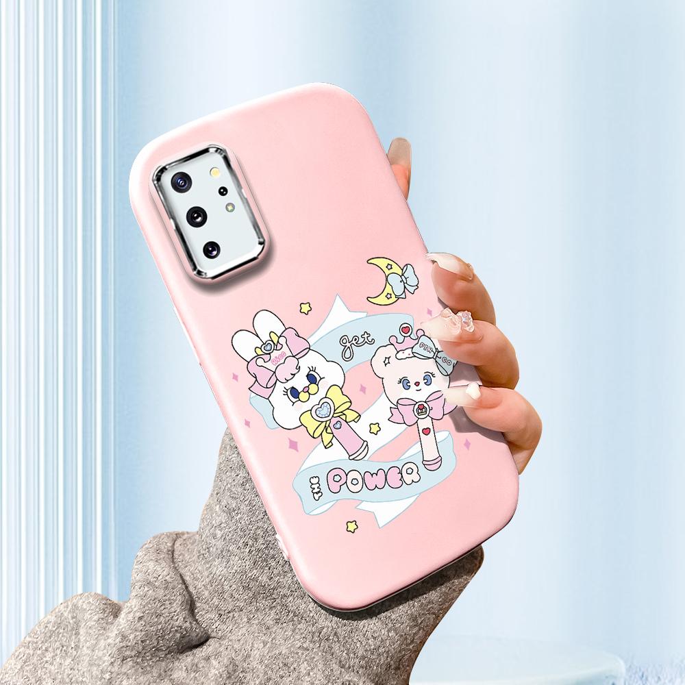 

Сплошной цвет с серебряным краем линзы, жирный корпус, Мягкий ТПУ, жидкий силиконовый чехол, противоударный чехол для телефона для Xiaomi Redmi Samsung Samsung A51 розовый