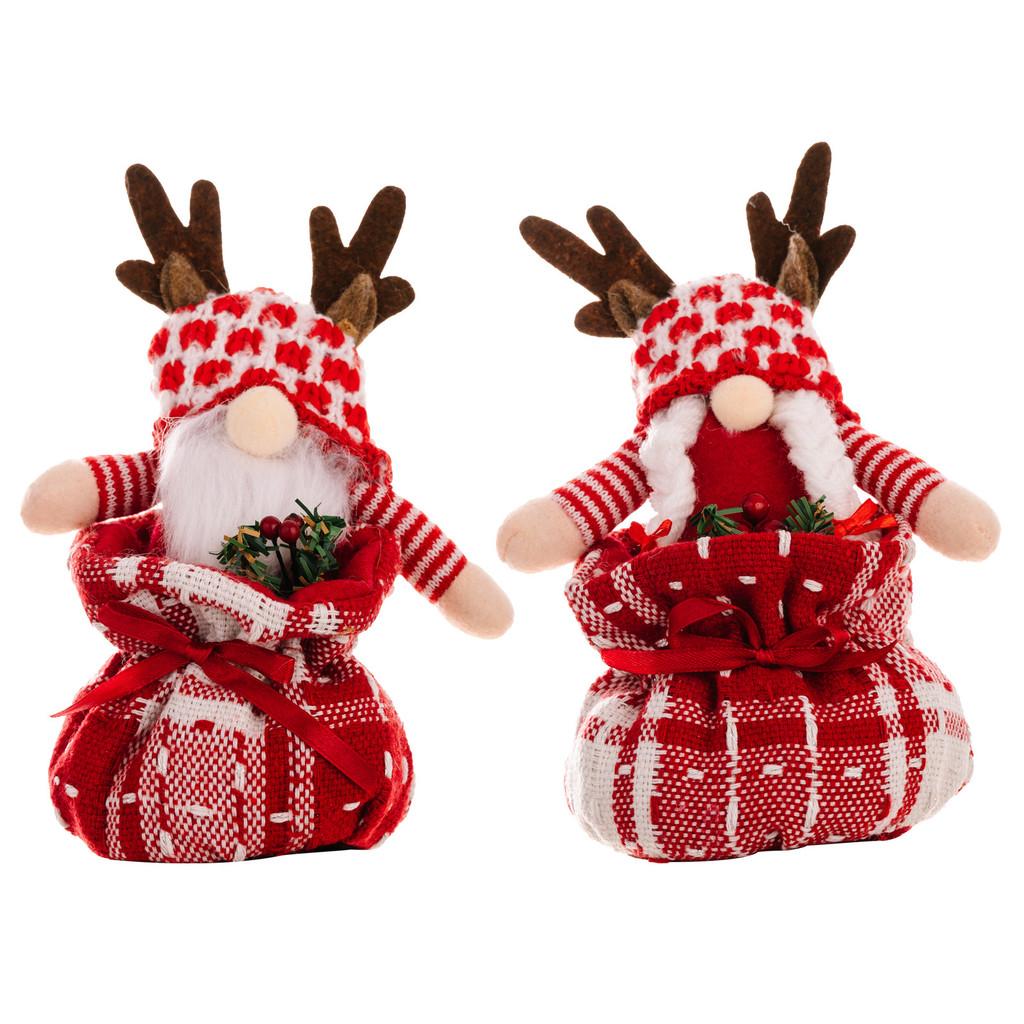 Christmas Kids Delightful Decoration With Reindeer Antlers Gift Bag And Playful Plushie Rudolph