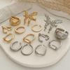 7Pcs/set Smooth Geometric Butterfly Open Rings Set for Women Couple Exaggerated Metal Irregular Chunky Ring Y2K Jewelry Gift