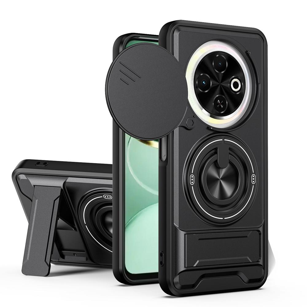 KEYSION Magnetic Phone Case for TECNO Spark 30C 4G Slide Camera Protection Upright Kickstand Shockproof Back Cover for Spark 30C