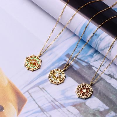 Anime Cardcaptor Sakura Pendant 925 Sterling Silver Necklace for Women Party Cosplay Jewelry Props Girls Birthday Christmas Gift