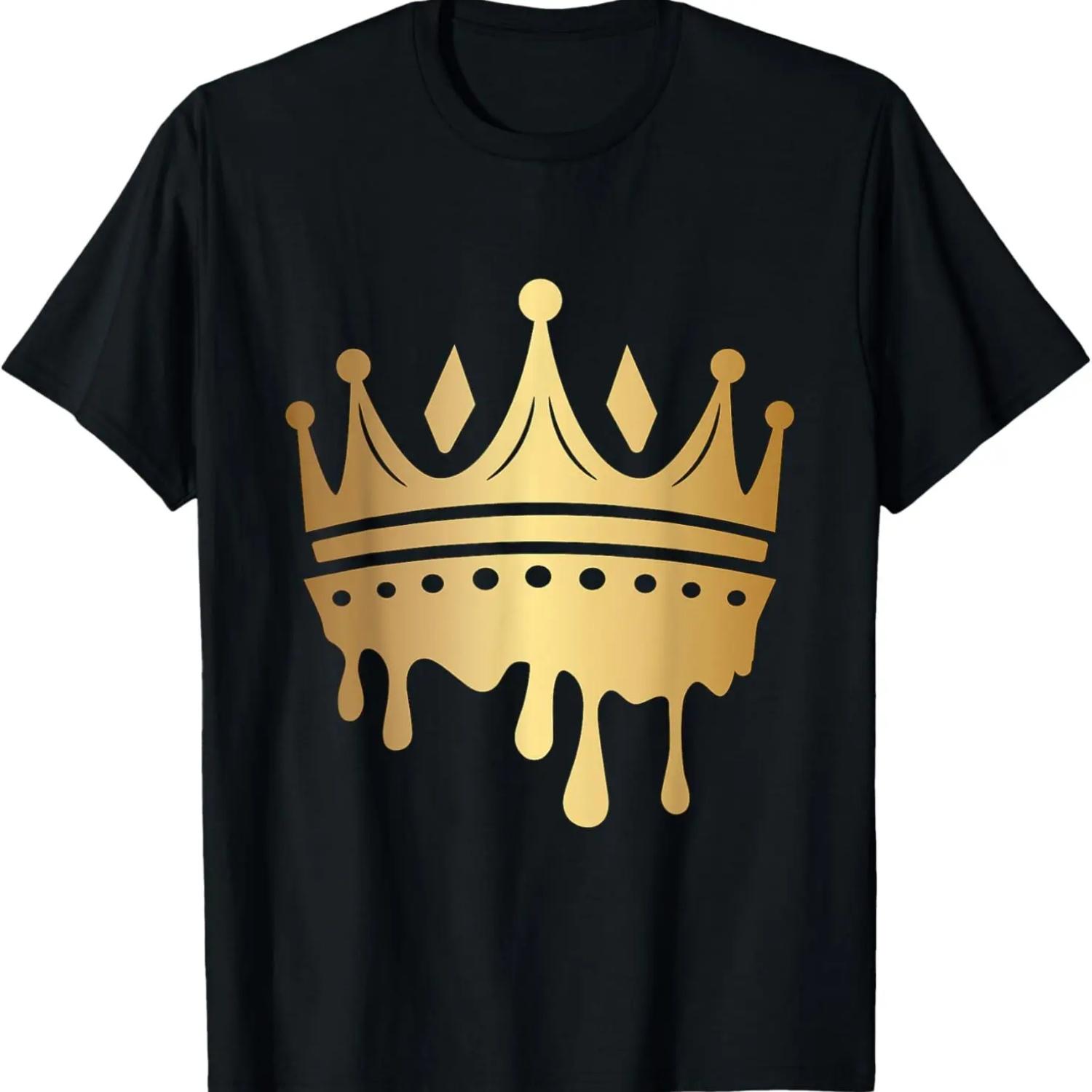 Золотая футболка с короной короля S чёрный