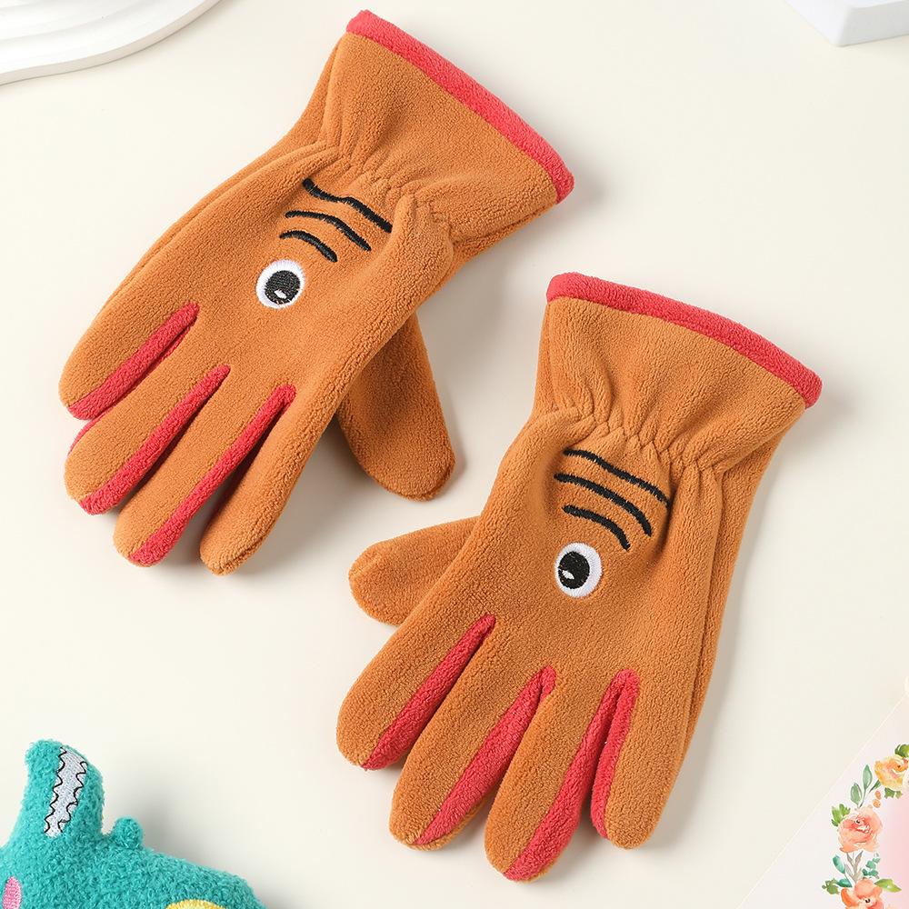 Add Fleece In Autumn and Winter Olympic Fleece Primary School Students Cycling Skin Friendly Outdoor Warm and Cold Proof Cute Gloves