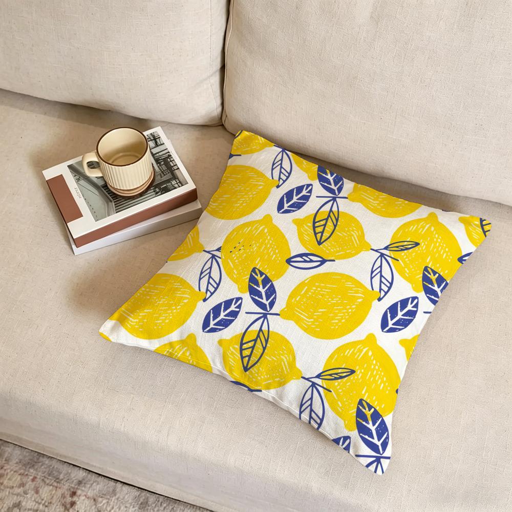 Y-Yellow Lemon Cushion Cover Fabric Soft Furnishing,Pillowcase, Cushion Cover, Sofa Pillow, Home Decoration