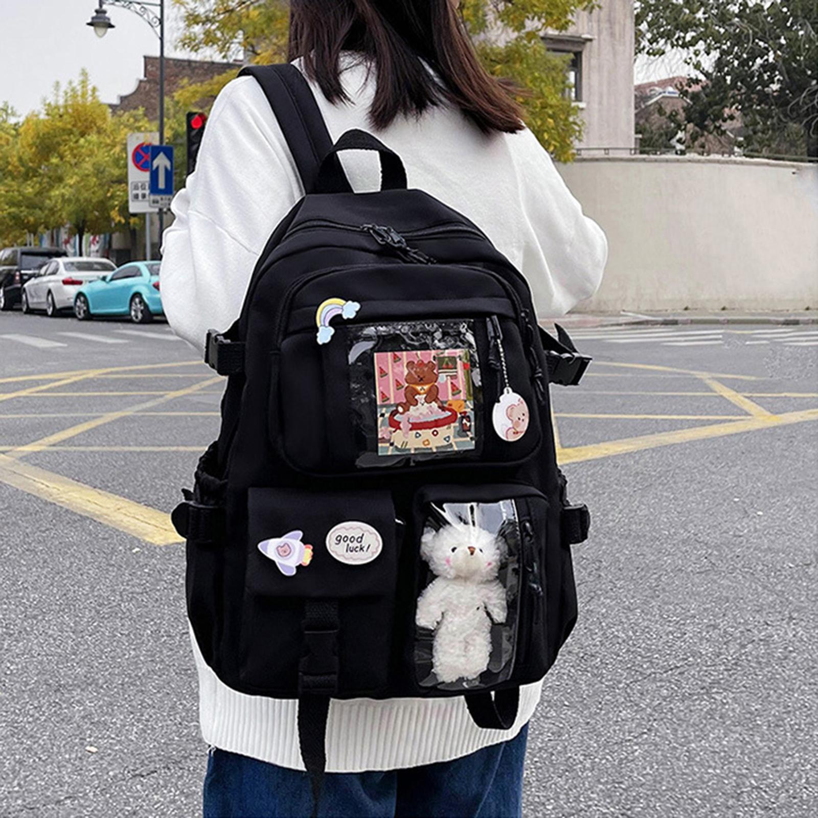 

Kawaii Women Backpacks Multi-Pocket Theftproof Rucksack Book Pack Handbags Travel Bag for Girls Laptop Book College Teens чёрный