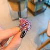 Jewelry Simulation Pink Diamond Color Separation Stone Retro Ring Yao Set Diamond Water Drop Ring Main Stone 13 * 18