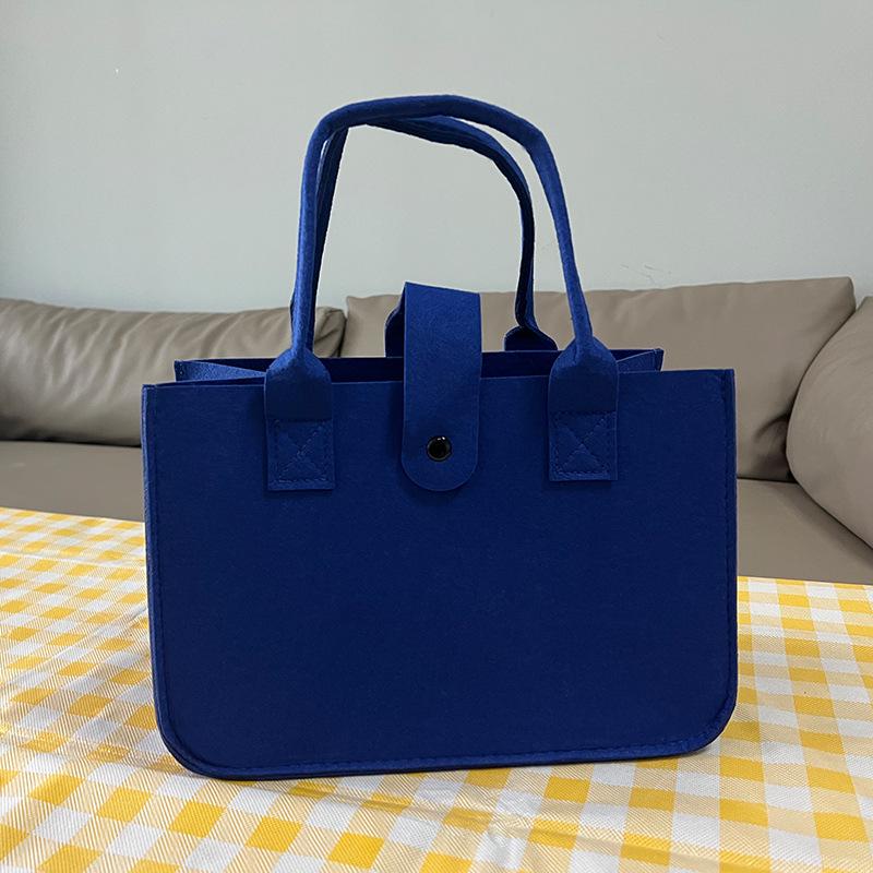 Solid Color Felt Handbag: Large Capacity Commuter and Student Bag