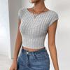 Fashion Gray Knitted Crop Top Summer Women Fall Slim Sweater Short Sleeveless Solid Sexy Backless Short Knit Tops Pullover 2025