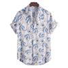 Summer Men's Fashion Trend Short-Sleeved Beach Print Single-Breasted Lapel Shirt