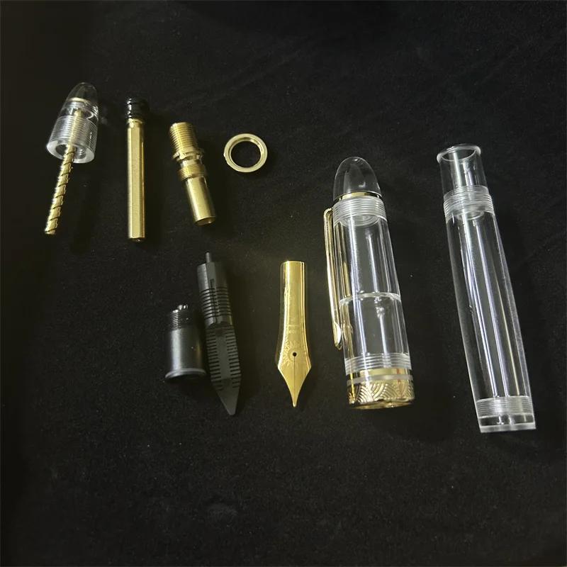 Classic MAJOHN P140 NO.8 F/M Nib Acrylic Piston Huge Transparent Fountain Pen Ebonite Feed Large Capacity Ink Writing Luxury Pen
