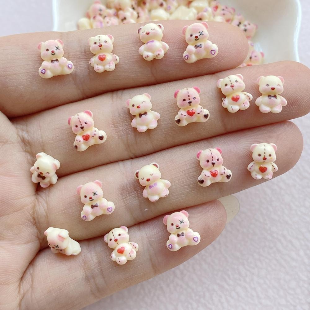 100 Stück Süße Mini Cartoon Kleiner Bär Nail Art Harz Designer Anhänger DIY Basteln Für Nagel 3D Dekorationen Schmuck