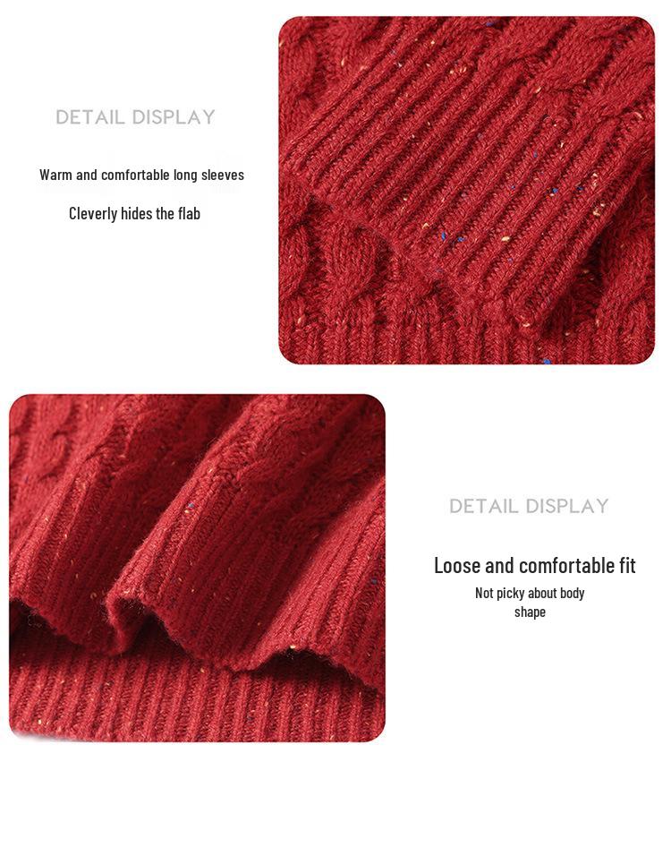 Women's Color-Blocking Wool Pullover Sweater - Stylish Loose Fit for Autumn and Winter