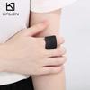 Kalen Stainless Steel Larger Square Ring for Women Men Brushed Polished Golden Finger Anillos Big Charm Accessory Trendy Jewelry