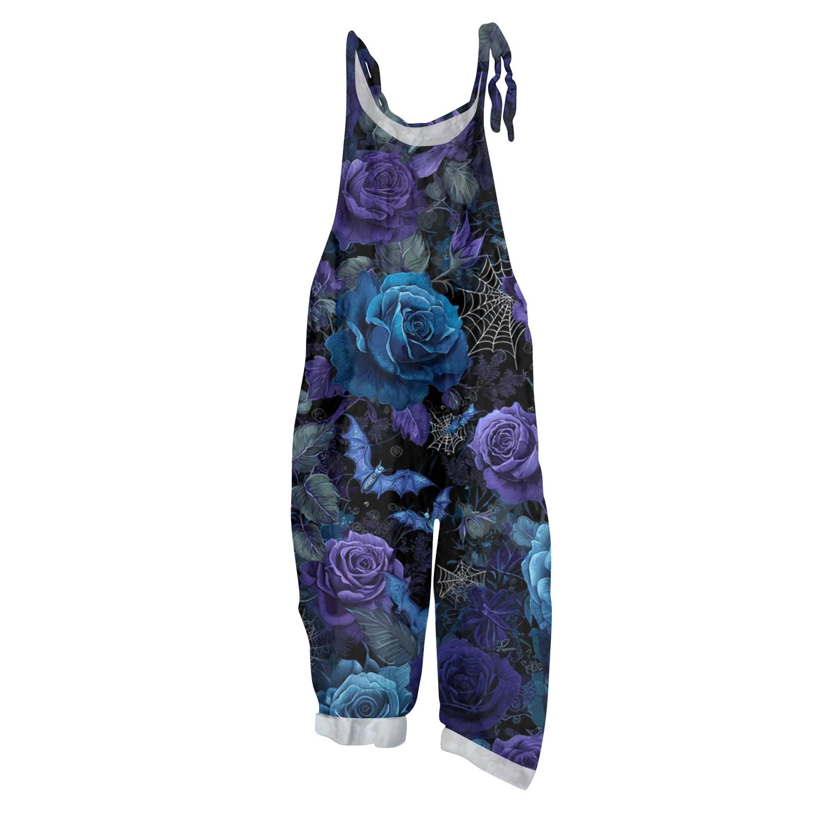 

Женский комбинезон с принтом, повседневный свободный винтажный комбинезон из хлопка и льна M