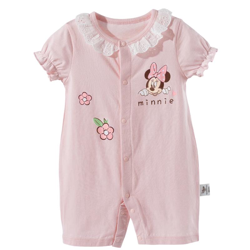 Disney Newborn Girls Pure Cotton 7A Anti-bacterial Summer Romper 66/44 розовый