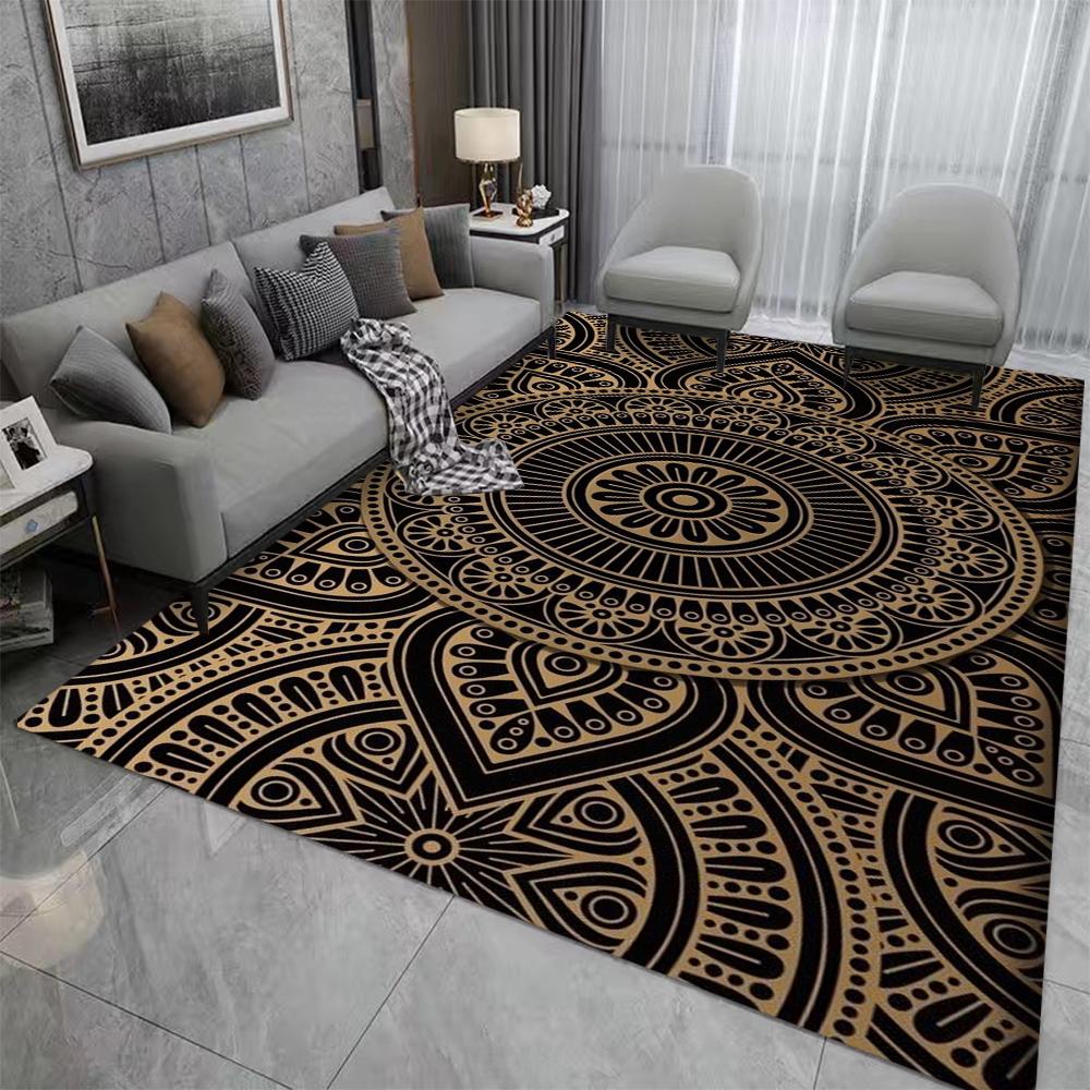 Mandala Pattern Carpet Mat Rug Bohemian Style Vibrant Colors Symmetrical Design Durable Home Decoration Living Room Floor Mat