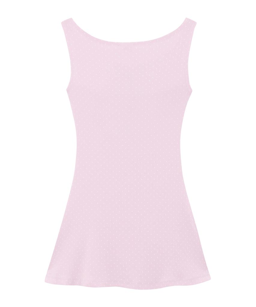 Lojanneu Cloudy Dot Boatneck Mini Dress (Baby Pink)
