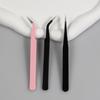 1Pcs Stainless Steel Eyelash Extension Tweezers Curved Straight Head Lashes Tweezer Non-Magnetic Eyelashes Nail Makeup Tools