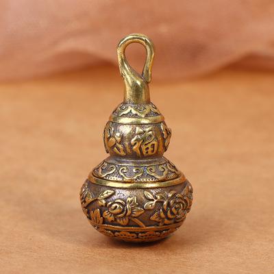 Brass Blessing Lotus Gourd Charms Lucky Key Chain pakabukai piliulių dėžutės konteineris