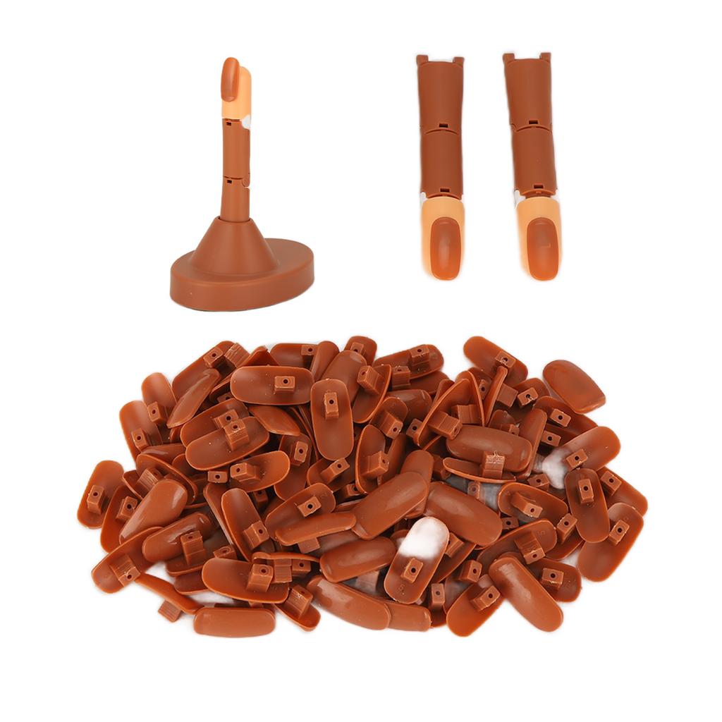 Nail Art Training Practice Finger Bendable Joints False Nail Tips Finger Mannequin with Base
