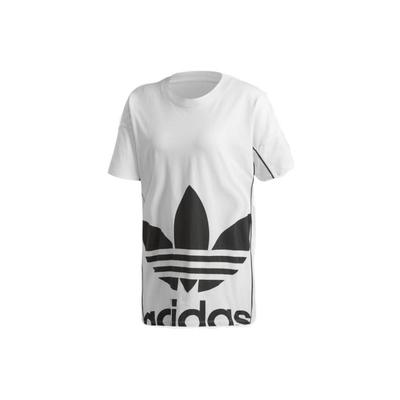 adidas Originals Trefoil Logo Simple Line Print Loose Fit Sports T-Shirt Women Tops White ED4771