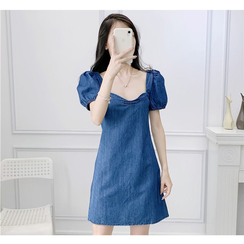 

Женская одежда Ретро Сексуальное Приталенное Молодежное Джинсовое Платье Denim Blue XS