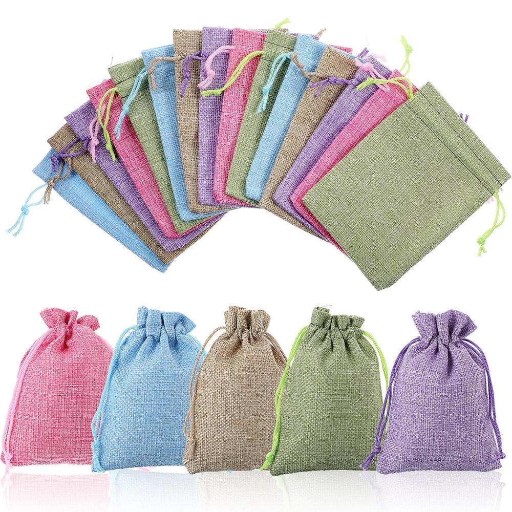 15pcs Linen Drawstring Bags Gift Bags Candy and Jewelry Bags Wedding Packaging Bags Drawstring Bags