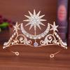 European and American Light Luxury Rhinestone Bridal Crown Headdress Alloy Diamond Sun Crown Hair Accessories Wedding Hair Crown Accessories