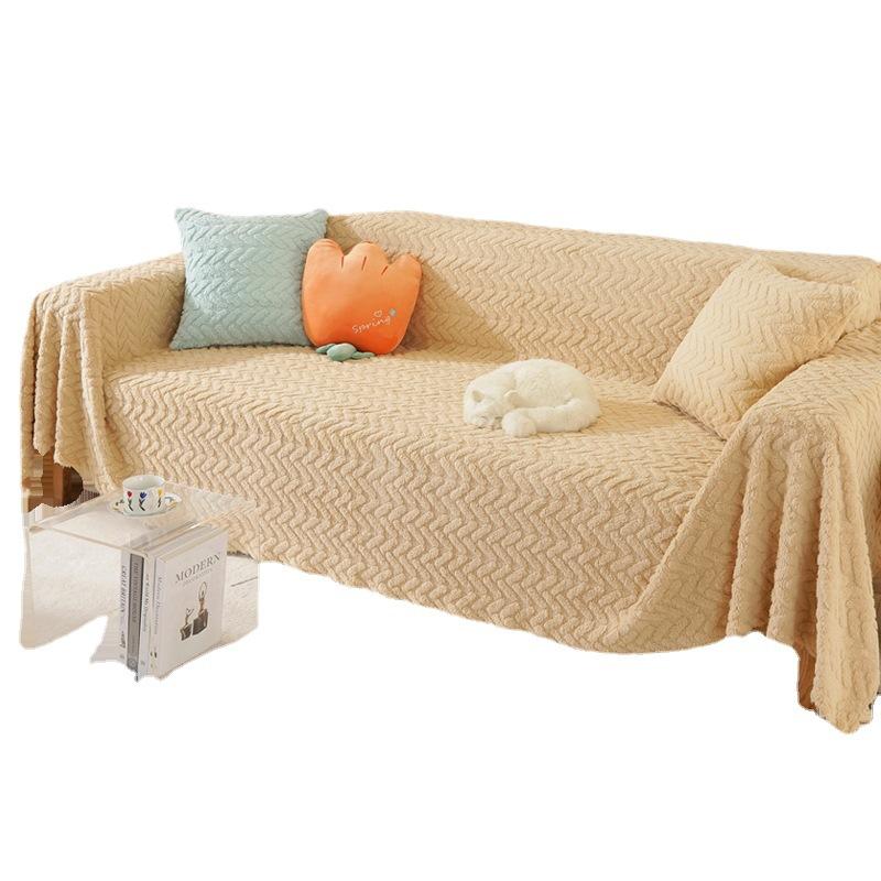 Autumn and Winter Thickened Sofa Towel Plush Sofa Cover Anti-cat Scratch Sofa Cover Solid Color Sofa Cover