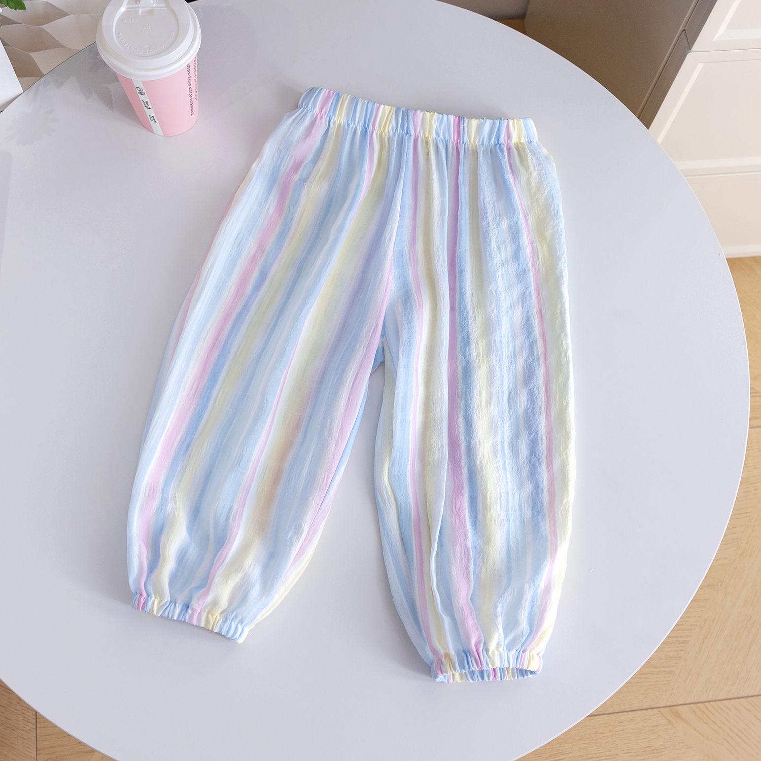 

Летние брюки для девочек, облегающего кроя, новые, свободные, летние, повседневные, детские, детские, москитоотталкивающие брюки 130 светло-синий