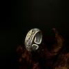 Adjustable S925 Sterling Silver Vajra Ring with Retro National Style and Auspicious Clouds Design for Men and Women