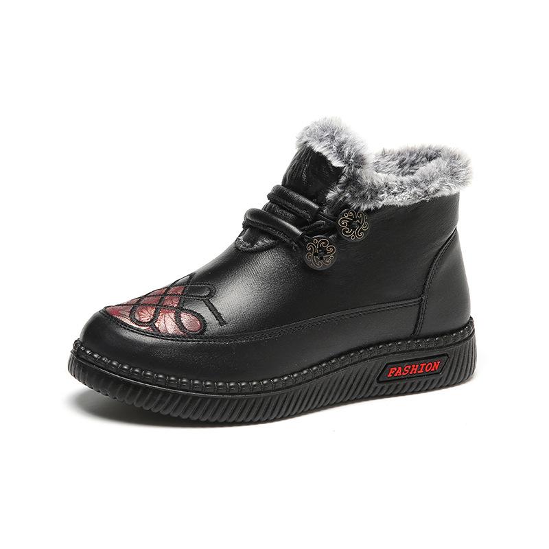 Beijing old cloth shoes women's cotton shoes velvet warm winter snow boots middle old mother shoes non-slip wear-resistant soft sole