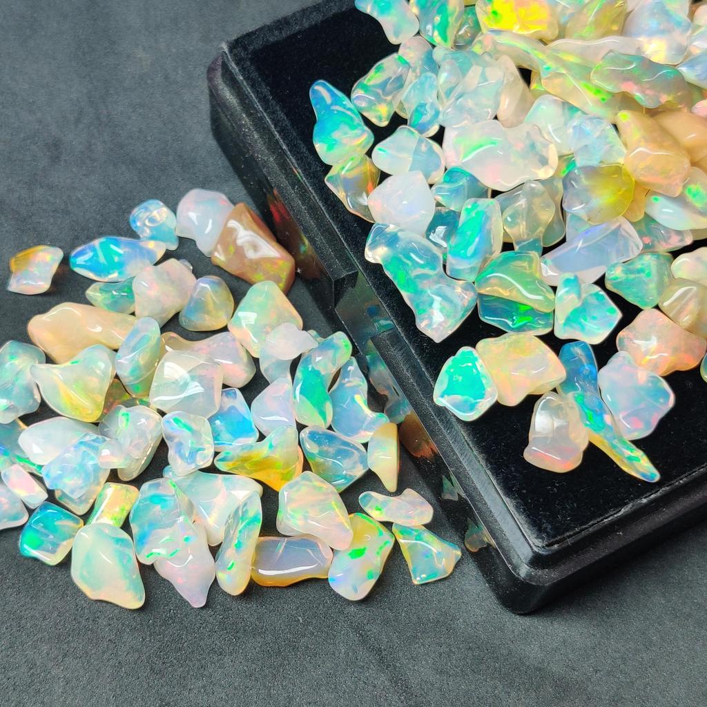 Polished White Uncut Opal Stone, Multi fire Opal, 7-15 MM Size Rough. Opal Rough Lot.