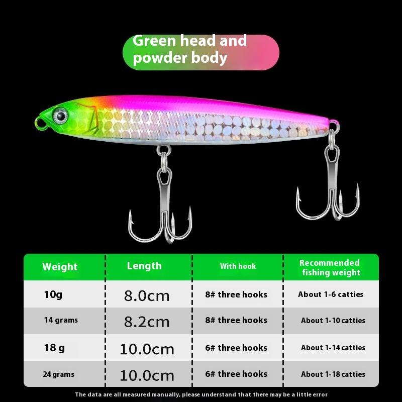 Pencil Luya Bait Long Throw Sinking Water Slowly Sinking, Trembling, Pencil Iron Plate Bait Set, Special for Wild Fishing, Fresh Water Fishing