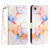 For iPhone 16e Case with Strap Marble Pattern Leather Phone Cover Card Holder
