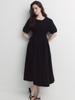 September Twenty Smoked Puff Dress (Black)