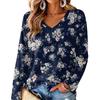 Women's V-Neck Long Sleeve Print Blouse Lightweight for Spring Summer