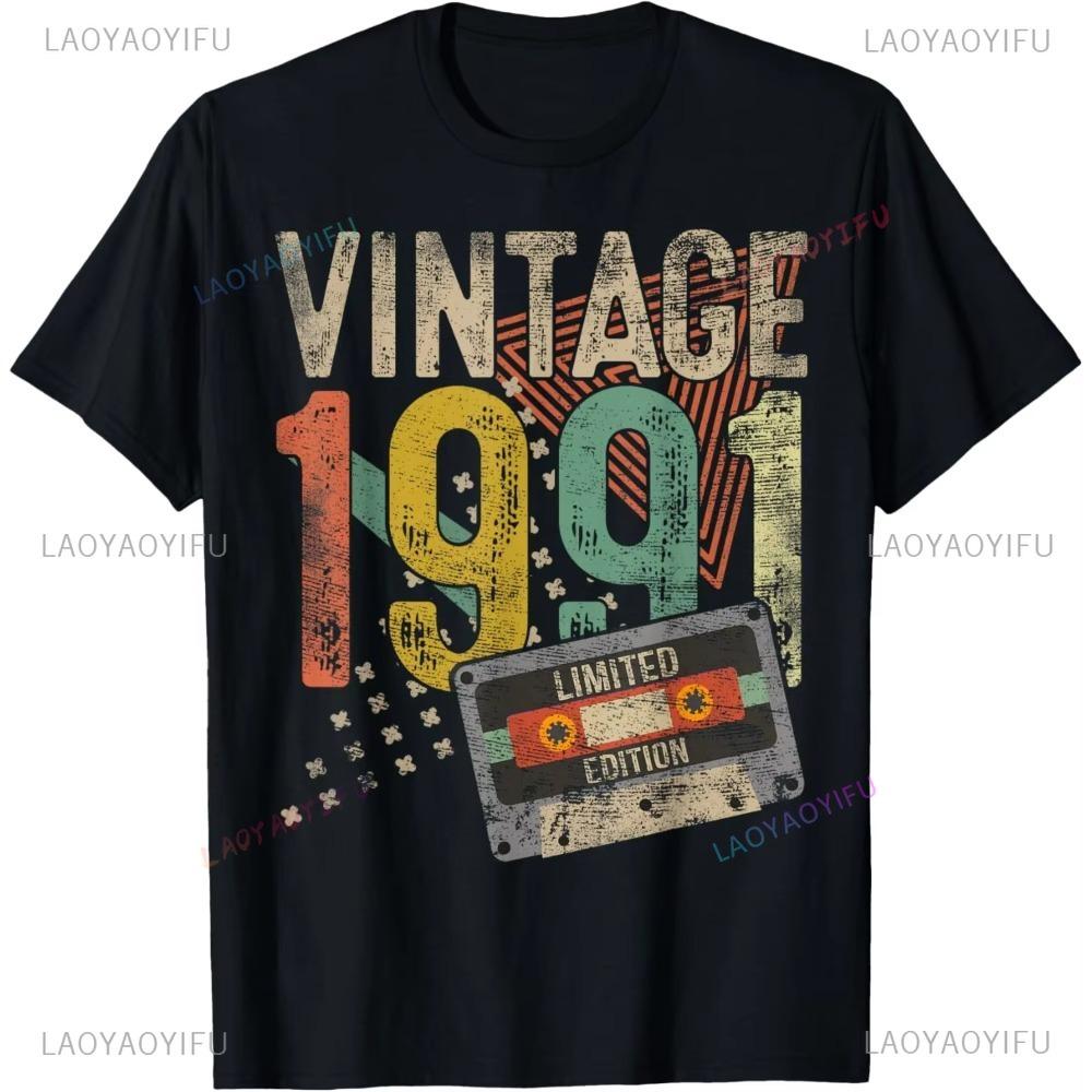 Vintage 1991 Oneck TShirt 34 Yrs Old Bday Unique Printed Tee TShirt Clothing Camisas Ropa Hombre Shortsleev Casual Tops