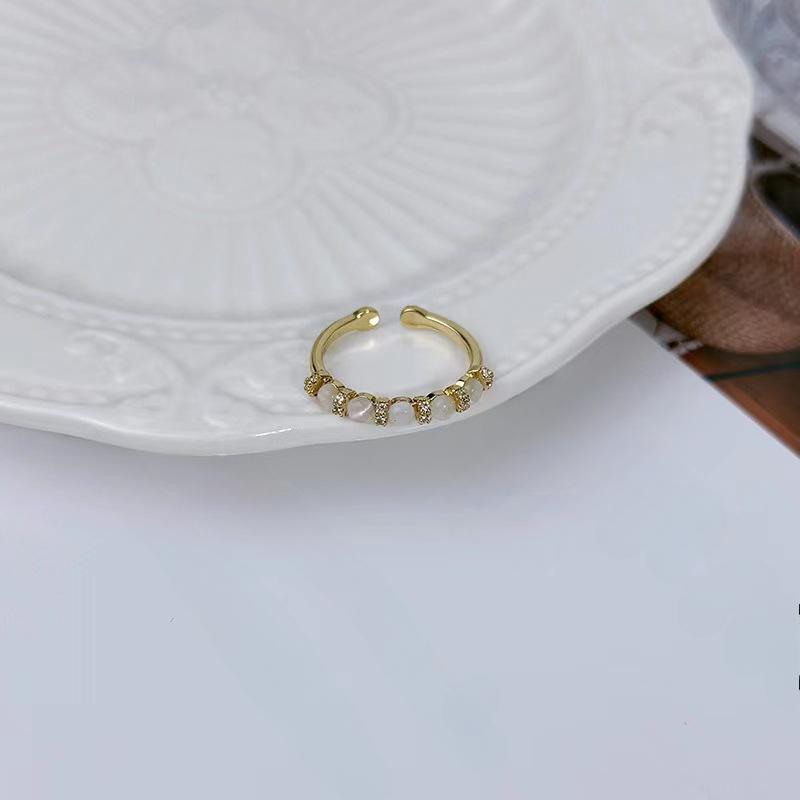 

Ladies Elegant Green Opal Zircon Gold Ring, Fashion Jewelry Wedding Party Luxury Accessories for Girls