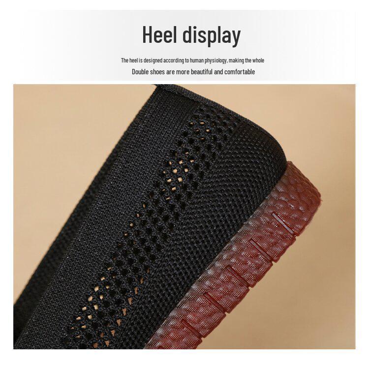 Breathable Soft Sole Mesh Flat Shoes for Middle-Aged and Elderly Women