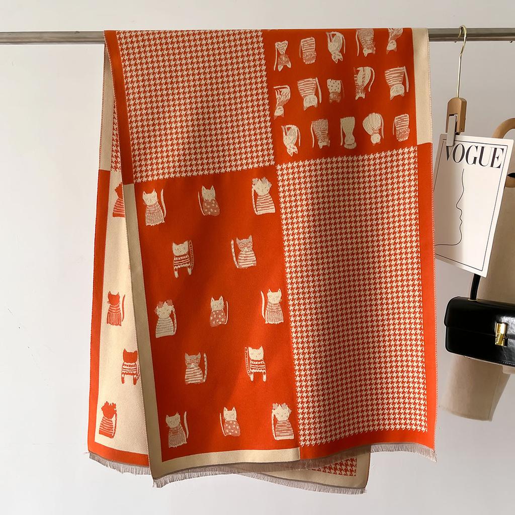 Poncho Luxury Houndstooth Winter Cashmere Pashmina Shawls Lady Wraps Warm Scarves Design Print Female Foulard Stoles Scarf