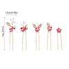 5Pcs U Shaped Hairpin Flower Wedding Hair Clip Comb with Pearls Handmade Hair Accessories for Bride and Bridesmaids