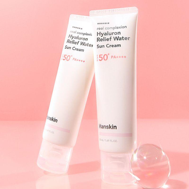 Hanskin Real Complexion Hyaluronic Relief Water Sunscreen 50ml x 2