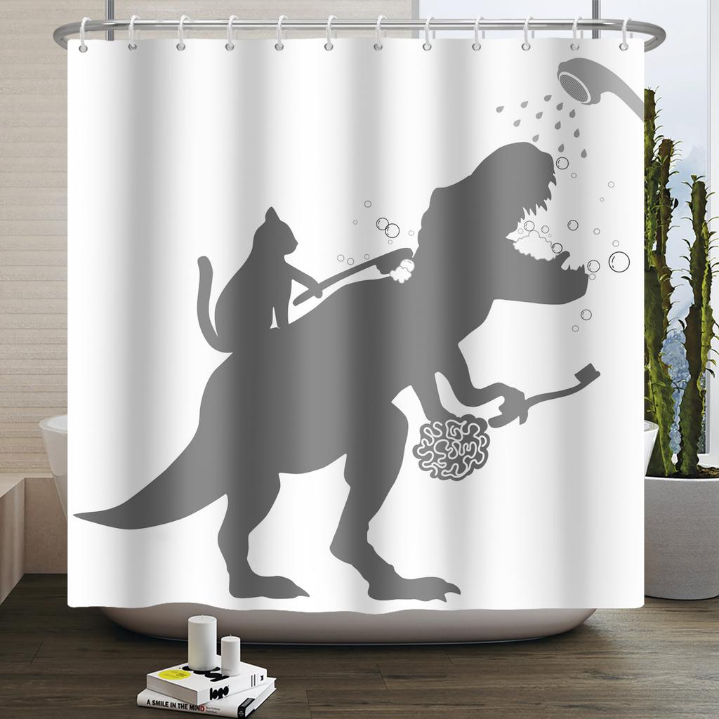 Funny Dinosaur Shower Curtain for Bathroom Cute Animal Cool Dinosaur Children Bathroom Curtain Waterproof Bath Curtain Decor