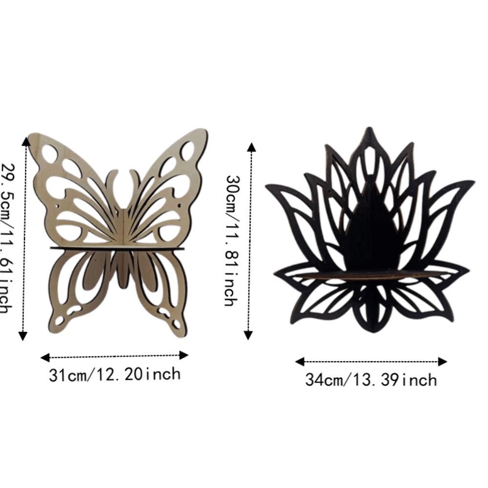 Wall-Mounted Flower Wall Shelf Hollowed Out Display Shelf Creative Butterfly Shaped Shelf  Bedroom