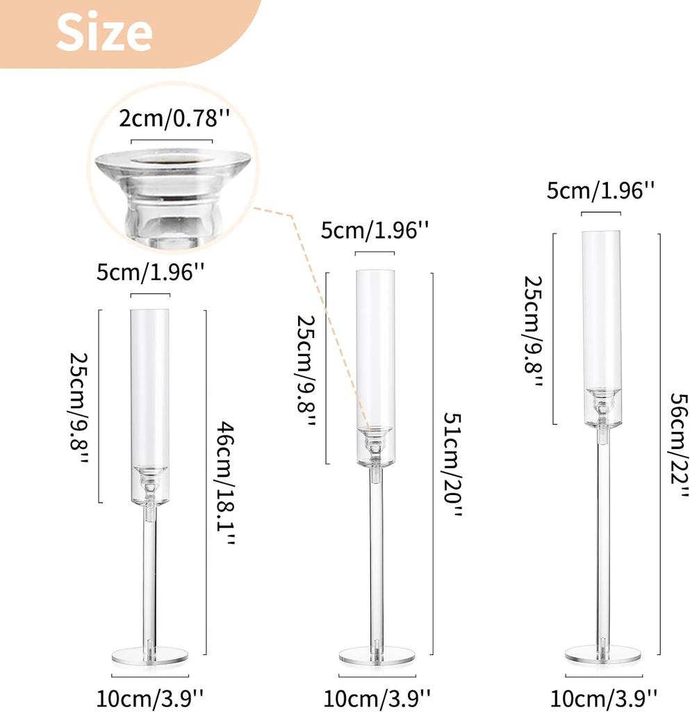 Acrylic Candle Holder for Table Centerpieces,Candlestick Holders for Wedding Living Room Decor, Use for Flameless Led Taper Cand